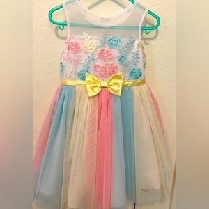 Jona Michelle Pastel Rainbow Tulle Spring/ Easter Dress, Sz 3T